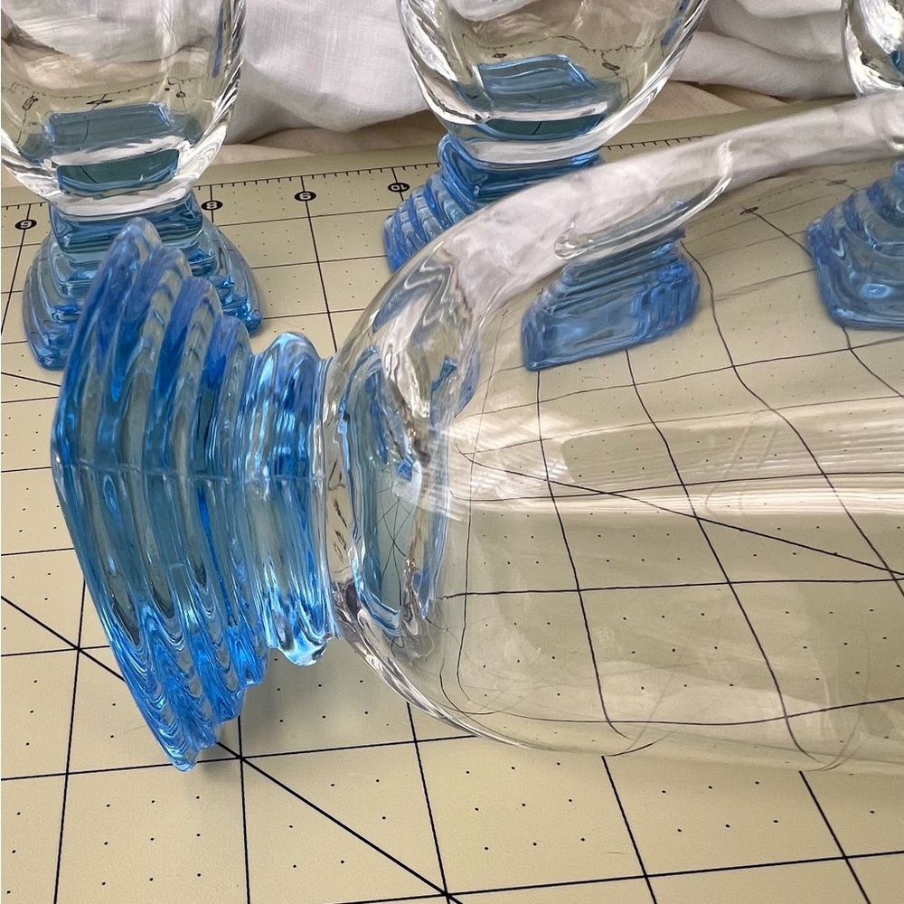Bormioli Rocco cocktail glasses with  Stacked square Blue Base set of six - Picture 5 of 5